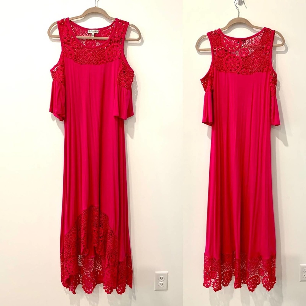 NM Neiman Marcus cold shoulder pink dress size M